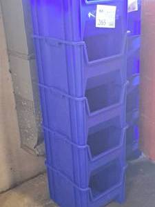 lot 265 image: Lot of (5) Stackable Plastic Storage Bins