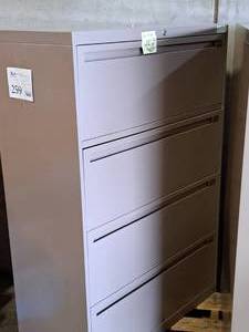 lot 259 image: Metal Locking Lateral File Cabinet 4-drawer with Key