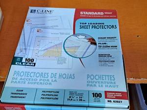 lot 286 image: Lot of (1 Case) C-Line Sheet Protectors  Top Loading  Standard Weight 8-12x11 62027
