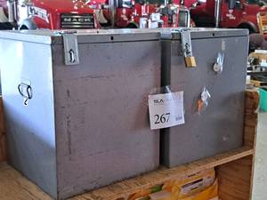 lot 267 image: Lot of (2) Locking Metal Storage Boxes