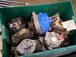 lot 167 image: Lot of (1 Tote) Assorted Used Automotive Parts - Starters and Alternators