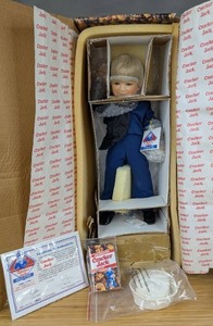 lot 35 image: New Sailor Jack Cracker Jack 100th Anniversary  Porcelain Doll with Dog 18075000 with Certificate of Authentication