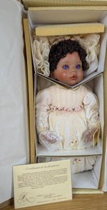 lot 40 image: New Newborn Charla Porcelain Doll Designers Guild Collection by Donna RuBert 3322000 with Certification of Authentication