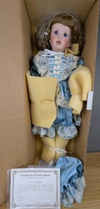 lot 46 image: New Bianca Porcelain Doll Treasured Heirloom Collection by Janis Berard 3721500 with Certificate of Authentication