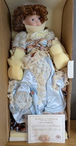 lot 82 image: New Katherine Porcelain Doll American Artists Collection by Janis Berard 2281000 with Certificate of Authentication