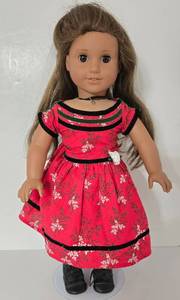 lot 11 image: American Girl Doll, in Ceciles Retired Special Red Dress  Vintage 18 American Girl Pleasant Company Doll 4 L03
