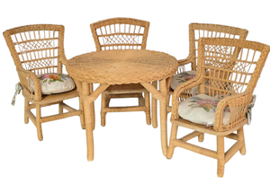 lot 3 image: American Girl Doll Samantha Wicker Table & Chairs Set  American Girl Doll Samantha Birthday Wicker Table & Chairs Set