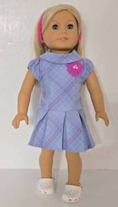 lot 42 image: My American Girl Doll with Sweet School Dress Outfit