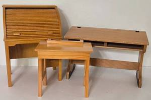 lot 70 image: Doll Furniture, Including American Girl Doll Kitterage Roll Top Desk