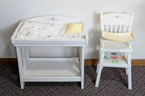 lot 26 image: American Girl Bitty Baby Highchair and Changing Table