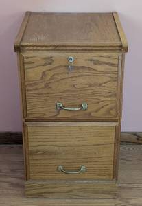 lot 79 image: Small Oak File Two Drawer Cabinet