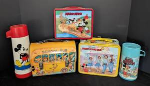 lot 84 image: Vintage Disney Mickey Mouse Lunchboxes and Thermoses