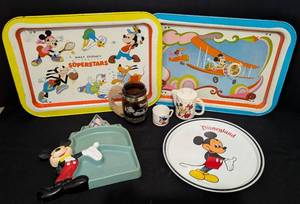 lot 233 image: Disney Mickey Mouse Trays and Glasses