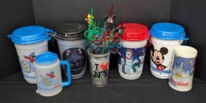 lot 252 image: Plastic Disney Cups and Straws