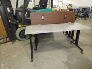 lot 308 image: HERMAN MILLER, NESTING, FLIP TOP TRAINING TABLES