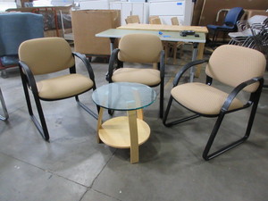 lot 268 image: LOUNGE TABLE AND CHAIRS