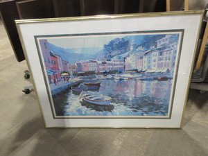 lot 503 image: FRAMED ART - EUROPEAN WATER SCENE