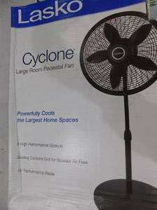 lot 32 image: Lasko Cyclone 18 in. 3 Speed Oscillating Pedestal Fan for Home in Black with Adjustable Height, Tilt Back Head, Easy Assembly