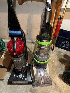 lot 9 image: Set of 2 Hoover Upright Vacuum Cleaners with SpinScrub and WindTunnel Technology