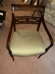 lot 14 image: Vintage Hickory Chair Mahogany Armchair with Upholstered Seat
