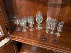 lot 39 image: Set of 13 Vintage Crystal Stemware Glasses