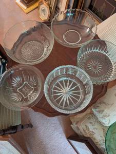 lot 60 image: Set of 5 Crystal Cut Glass Serving Bowls with Various Patterns