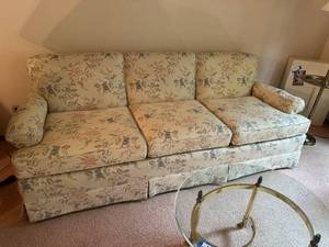 lot 68 image: Floral Upholstered Sofa with Rolled Arms