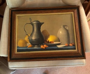 lot 92 image: Robert Douglas Hunter Still Life Painting with Wooden Frame