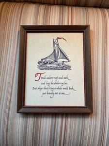 lot 94 image: Framed Nautical Print with Sailing Ship and Inspirational Quote