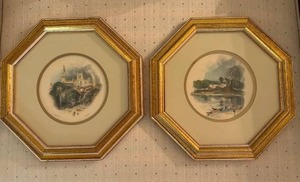 lot 107 image: Set of 2 Vignette Prints by Turner in Gold Tone Frames