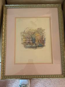 lot 114 image: Framed Artwork of Amsterdam Boat Scene by Cornelis Jet