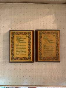 lot 115 image: Pair of Vintage Wooden Plaques with Irish Blessings and Toast