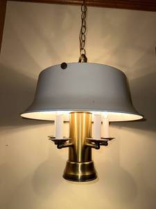 lot 130 image: Vintage Mid-Century Modern Brass and Glass Hanging Light Fixture