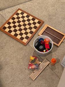 lot 194 image: Assorted Toy Collection including Chess Board and LEGO