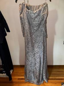 lot 211 image: Alex Evenings Grey Lace Evening Gown, Size 12