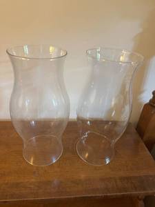 lot 227 image: Pair of Clear Glass Hurricane Candle Holder Shades