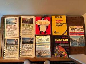 lot 229 image: Collection of 10 Vintage Travelers Phrase Book Dictionaries