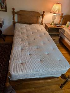 lot 241 image: Vintage Twin Size Wooden Bed Frame