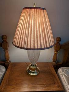 lot 243 image: Elegant Frosted Glass and Brass Table Lamp
