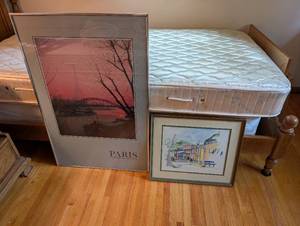 lot 249 image: Set of 2 Framed Artworks Paris Landscape and Uptown Art Fair 1974 Sketch