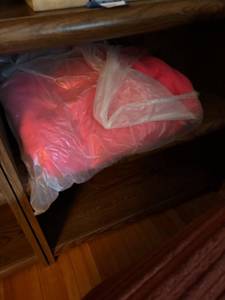lot 267 image: Handmade Fleece Tie Blanket with Vibrant Pink and Multi-color Design