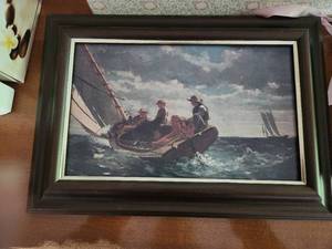 lot 271 image: Framed Winslow Homer Print - Breezing Up (A Fair Wind)