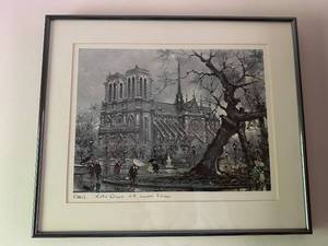 lot 283 image: Framed Artwork Notre Dame et le Square Viviani by Paris