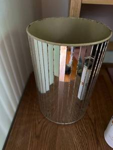 lot 288 image: Vintage Metal Wastebasket with Mirrored Stripes
