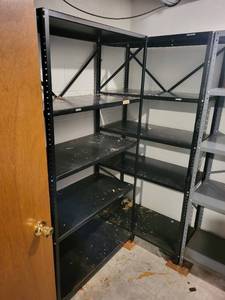 lot 304 image: Heavy Duty Metal Shelving Units - Set of 2 Black Shelves