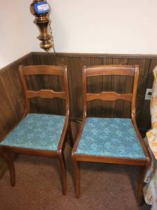 lot 341 image: Pair of Vintage Wooden Chairs with Floral Upholstery