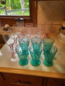 lot 346 image: Collection of Lavender and Aqua Glassware