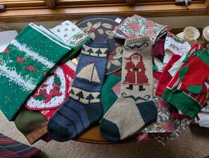 lot 363 image: Collection of Holiday and Floral Themed Textiles