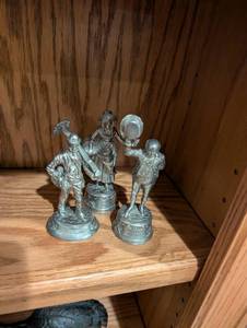 lot 375 image: Set of 3 Vintage English Pewter Figurines - Dickens Characters