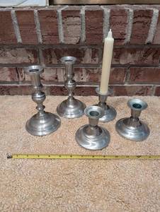 lot 381 image: Set of 5 International Pewter Candlestick Holders